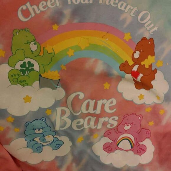 NWOT CARE BEARS TIE DIE Sweatshirt Cheer Your Heart Out rainbow 2021 - Picture 2 of 12